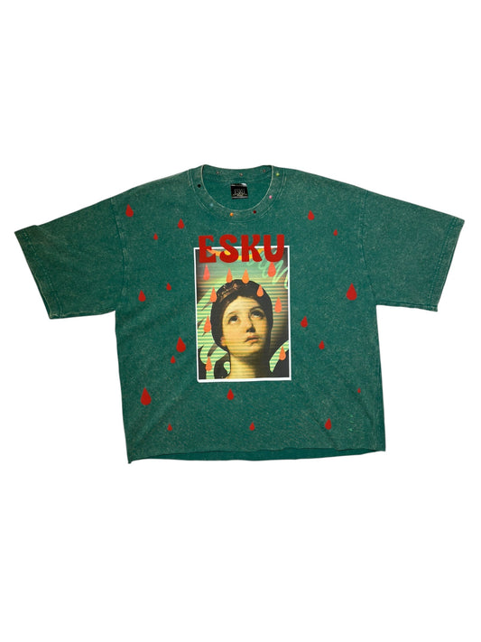 T-shirt "CRY AND IT RAINS" Green